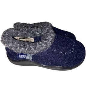 Kamik Shoes Kids Size 5 Cozy Cabin Blue Wool Slippers Boys Girls Unisex
